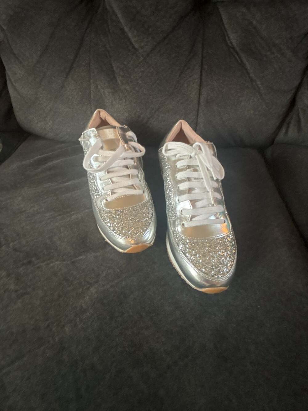Kate Spade Felicia Sneakers Size 7.5 Silver Glitter